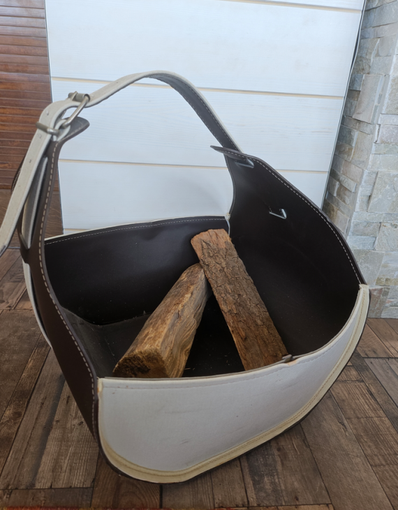 Porte bûches Seau Cuir  